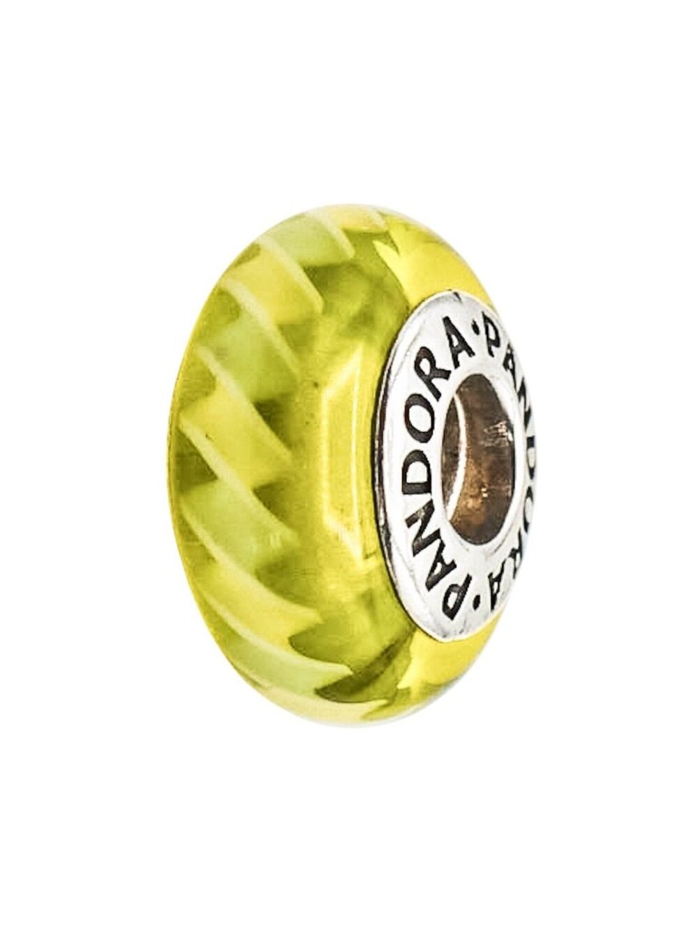 Pandora Green Zig Zag Murano Glass Charm Sterling Silver Retired
